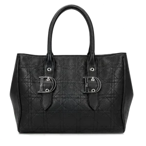 Dior (Quilted Cannage Tote Black Lambskin Leather)