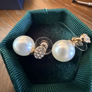 Real Pearl & Crystal Drop Earrings