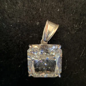 Italian Sterling-Silver Clear-Stone Pendant