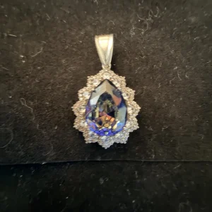 Italian Silver Iridescent-Stone Pendant