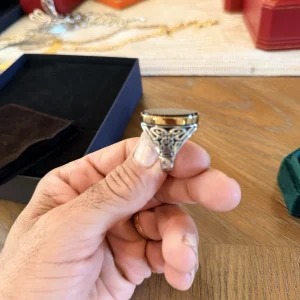 Sterling-Silver Black Stone Statement Ring