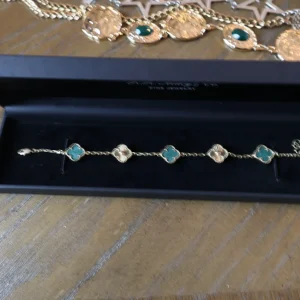14K Gold Green Clover Bracelet