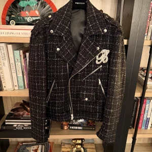 Balmain Embellished Tweed Biker Jacket