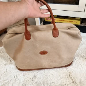 Beige Leather Travel Bag