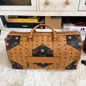 MCM Cognac Visetos Travel Duffle
