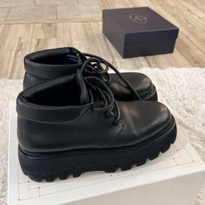 Alexander McQueen Black Leather Tread Boots